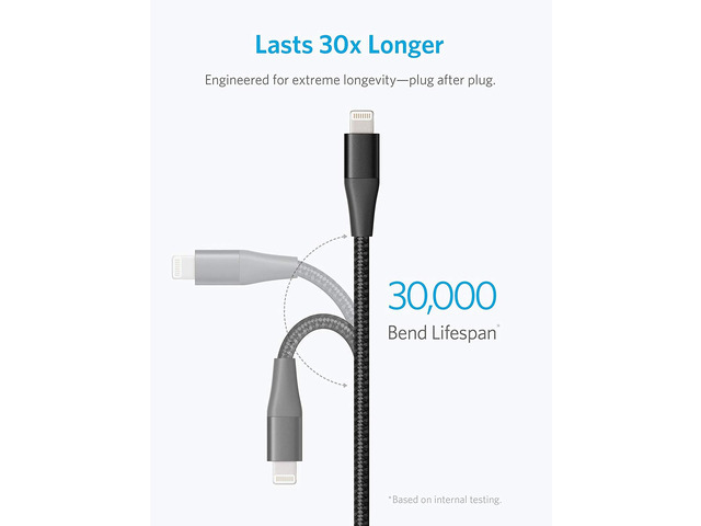 Anker Powerline+ II Lightning Cable (10ft), MFi Certified for Flawless Compatibility with iPhone 11/11 Pro/11 Pro Max/ Xs/XS Max/XR/X / 8/8 Plus /...