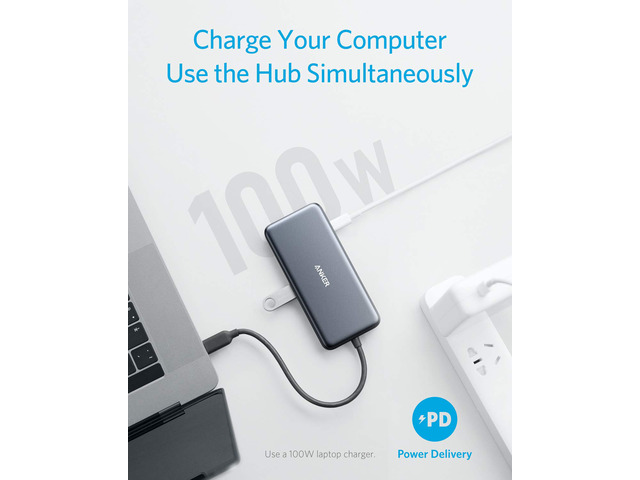 Anker USB C Hub Adapter, 7-in-1 USB C Adapter, with 4K HDMI, 100W Power Delivery, USB C Data Port, Micro SD and SD Card Reader, 2 USB 3.0 Ports,...