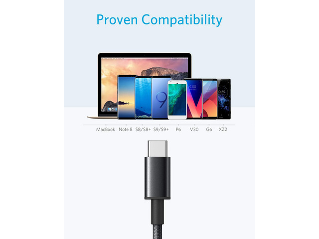 Anker Cable [2 Pack 6ft], USB A to USB C Cable for iPhone 17 Series,Samsung Galaxy S10 S10+, LG V30, Beats Fit Pro and More (Black).