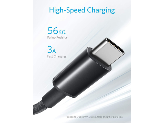 Anker Cable [2 Pack 6ft], USB A to USB C Cable for iPhone 17 Series,Samsung Galaxy S10 S10+, LG V30, Beats Fit Pro and More (Black).