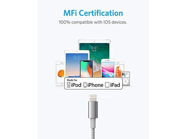 Anker 6ft Premium Nylon Lightning Cable [2-Pack], Apple MFi Certified for iPhone Chargers, iPhone 11/11 Pro/11 Pro Max/Xs/XS Max/XR/X / 8/8 Plus /...