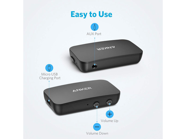 Anker Soundsync A3352 Bluetooth Receiver for Music Streaming with Bluetooth 5.0, 12-Hour Battery Life, Handsfree Calls, Dual Device Connection, for...