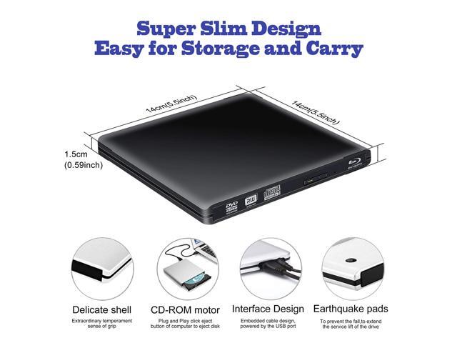 External Blu Ray Drive, USB 3.0 Type C Aluminium External 3D LUOM 6X Blu-Ray BD CD DVD RW ROM Drive Player Burner Writer for Laptop/Mac/MacBook...