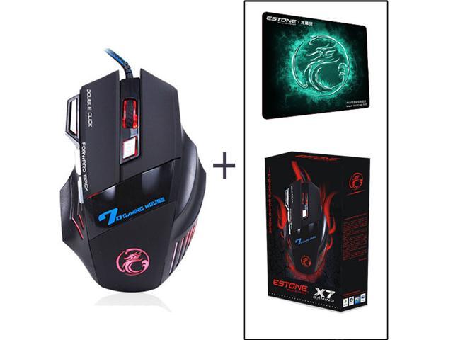 LUOM Professional Wired Gaming Mouse, X7 Gaming Mice 7 Button 5500 DPI LED Optical USB Gamer Computer Mouse Mice Cable Mouse with Gaming Mouse Pad.