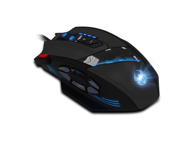 Zelotes 12 Buttons Programmable LED Optical USB Wired Professional Gaming Mouse, Gaming Mice 4 Level Switch Adjustment 4000 DPI