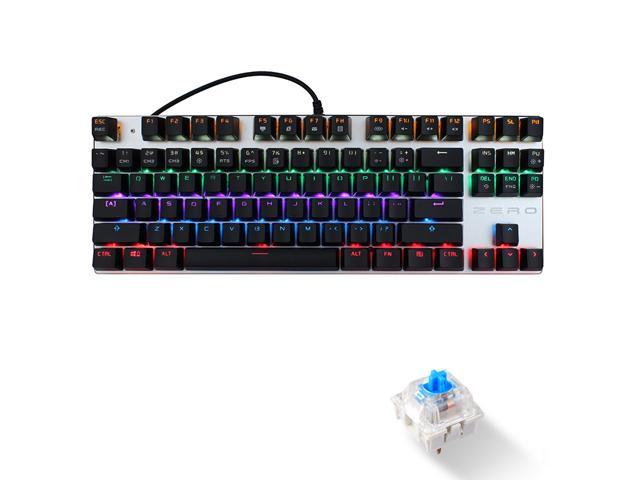 ZERO Mechanical Gaming Keyboard, 87 Keys Blue Switch USB Wired Gaming Keyboard with LED Mix-light Anti-ghosting Blacklit for Gamer Tablet Desktop.