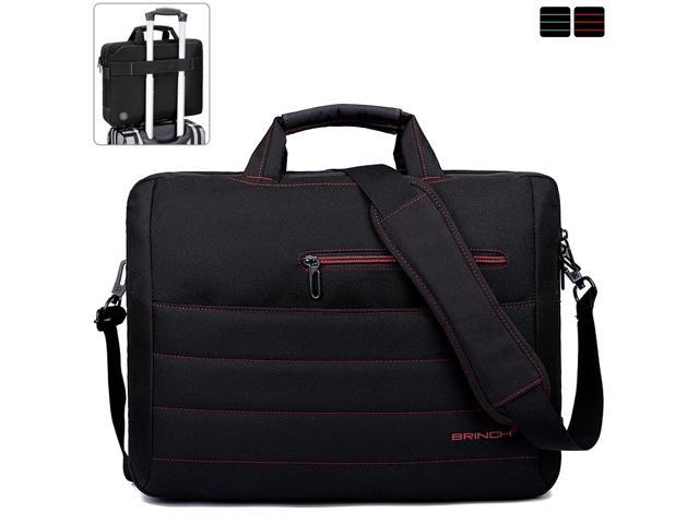 BRINCH Laptop Bag 17.3 Inch Classic Padded Briefcase Messenger Bag with Shoulder Strap and Handle for Laptop Notebook Chromebook Ultrabook - Black/Red
