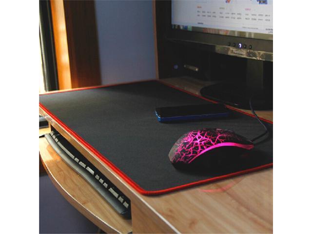 LUOM Large Extended Gaming Mouse Pad Mat with Stitched Edges, Waterproof, Thick 2mm, Wide & Long Mousepad 23.6"x11.8"x0.08' , Black + Red Edges