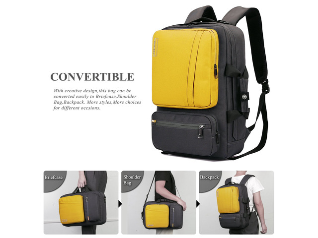 LUOM Convertible Laptop Bag Backpack, Multi-functional Water Resistant Messenger Bag Briefcase Business Travel College Laptop Shoulder Bag for Men...