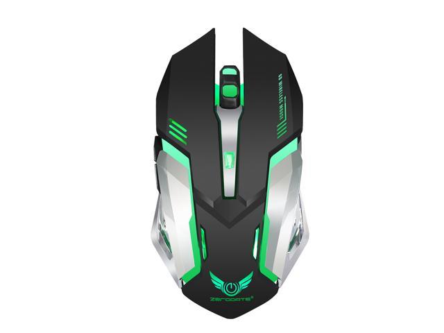 ZERODATE X70 Dual-Mode Wireless Gaming Mouse with 7-colorful Breathing Backlit, 2400 DPI, Ergonomic Grips, 6-Button Design - Black