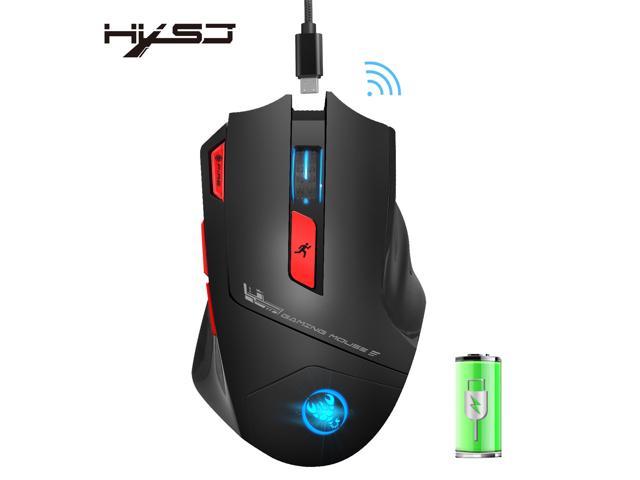 HXSJ T88 MMO Wireless Mouse Rechargeable Charging Gaming Mouse, 7-Key Programming, 4800dpi Adjustable, 7 Color Backlight Breathing (Can be Turn.