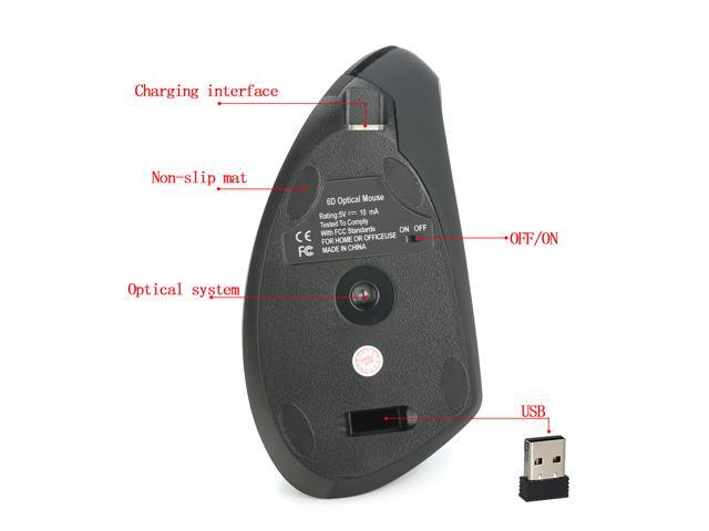 HXSJ T22 2.4GHz Wireless Rechargeable Vertical Gaming Mouse Ergonomic Design up to 2400DPI Mice Game Mouse for PC Laptop-Black