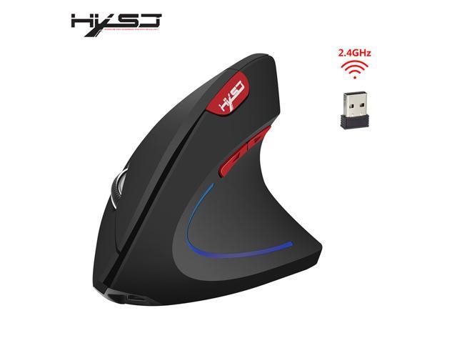 HXSJ 2.4GHz Wireless Mouse Game Ergonomic Design Vertical Mouse 2400DPI USB Mice For PC Laptop Desktop (Battery Included)-Black
