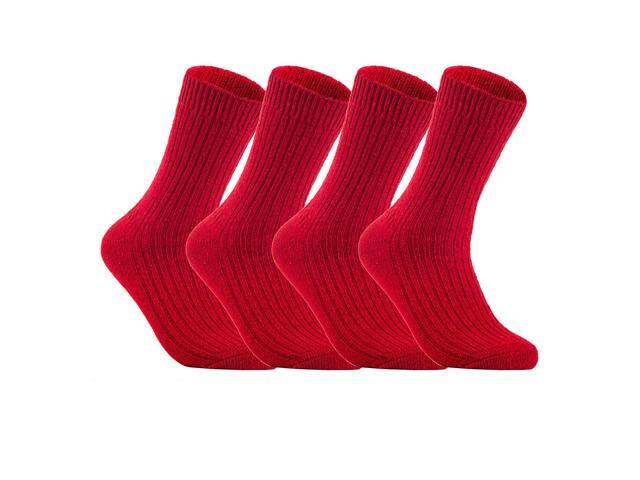 Men's 4 Pairs High Performance Wool Socks Breathable & Lightweight Crew Socks as Hiking Socks & Running Socks FS03 Medium (Red)