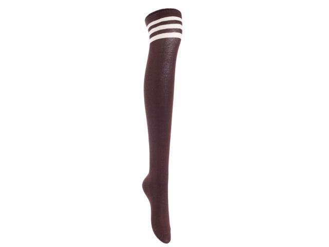 Lian LifeStyle Women's 5 Pairs Adorable Comfortable Soft Thigh High Over Knee High Cotton Socks Size 6-9 L1022(Black,Coffee,Khaki,White,Nvy)