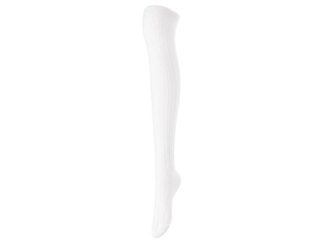 Lovely Annie Women's 5 Pairs Incredible Durable Super Soft Unique Over Knee High Thigh High Cotton Socks Size 6-9 A1024 (White)