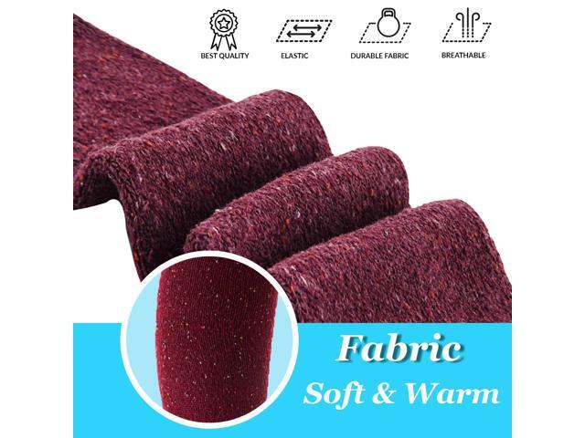 Lian LifeStyle Women's 3 Pairs Cute High Knee Cotton Socks, Cozy Fluffy Fancy with a Wide Color and Size Range Size 6-9 L158212(Wine)
