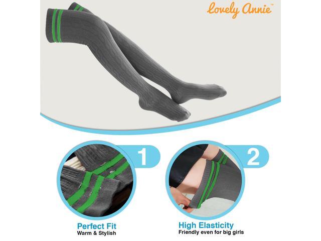 Lovely Annie Women's 5 Pairs Incredible Durable Super Soft Unique Over Knee High Thigh High Cotton Socks Size 6-9 A1023(DarkGrey)