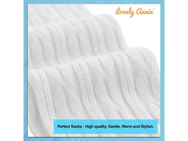 Lovely Annie Women's 3 Pairs Incredible Durable Super Soft Unique Over Knee High Thigh High Cotton Socks Size 6-9 A1024(Cream)