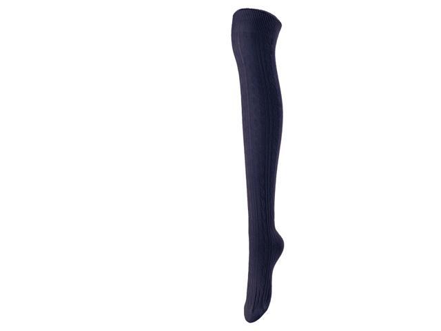 Lovely Annie Women's 3 Pairs Incredible Durable Super Soft Unique Over Knee High Thigh High Cotton Socks Size 6-9 A1024 (Black,Beige,Navy)