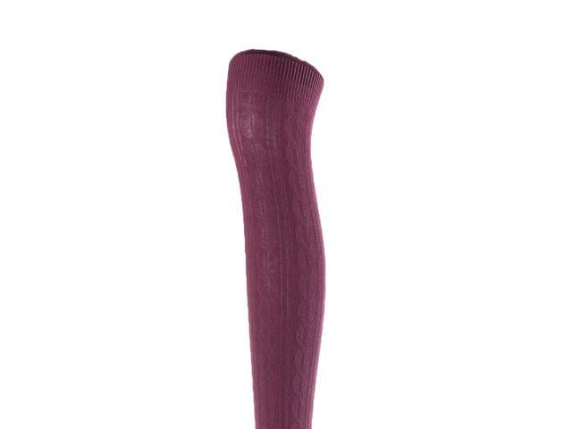 Lovely Annie Women's 5 Pairs Incredible Durable Super Soft Unique Over Knee High Thigh High Cotton Socks Size 6-9 A1024 (Wine)