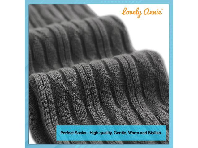 Lovely Annie Women's 3 Pairs Incredible Durable Super Soft Unique Over Knee High Thigh High Cotton Socks Size 6-9 A1024(Black)