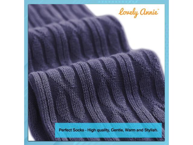 Lovely Annie Women's 3 Pairs Incredible Durable Super Soft Unique Over Knee High Thigh High Cotton Socks Size 6-9 A1024(Navy)