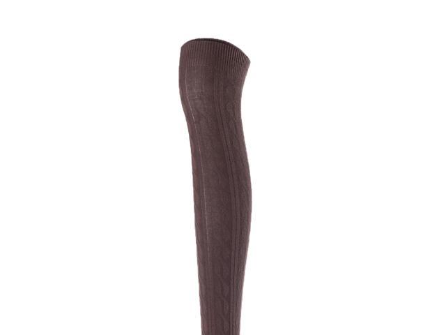 Lovely Annie Women's 5 Pairs Incredible Durable Super Soft Unique Over Knee High Thigh High Cotton Socks Size 6-9 A1024 (Coffee)