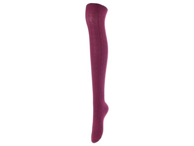 Lovely Annie Women's 3 Pairs Incredible Durable Super Soft Unique Over Knee High Thigh High Cotton Socks Size 6-9 A1024(Wine)