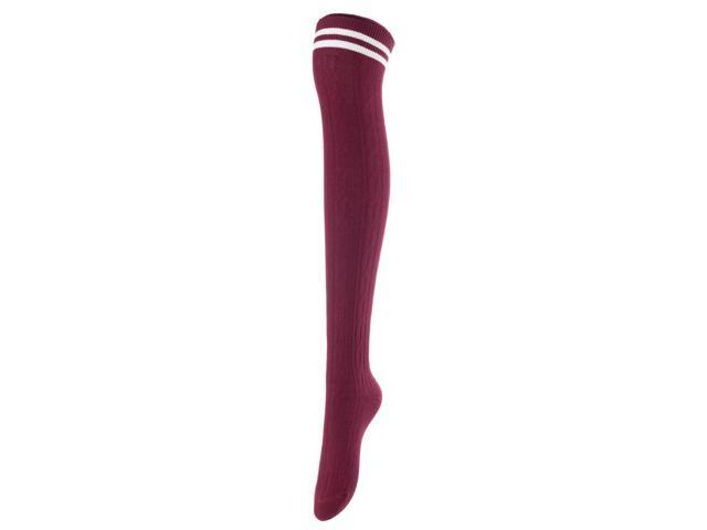 Lovely Annie Women's 3 Pairs Incredible Durable Super Soft Unique Over Knee High Thigh High Cotton Socks Size 6-9 A1023(Black,DarkGrey,Wine)