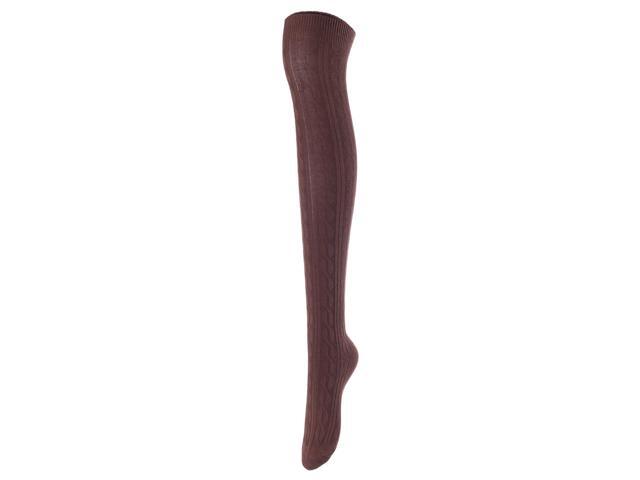 Lovely Annie Women's 3 Pairs Incredible Durable Super Soft Unique Over Knee High Thigh High Cotton Socks Size 6-9 A1024 (Coffee,Grey,Cream)