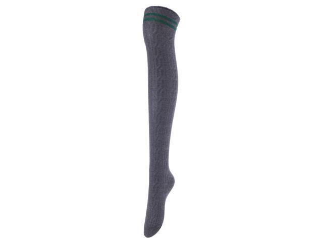 Lovely Annie Women's 5 Pairs Incredible Durable Super Soft Unique Over Knee High Thigh High Cotton Socks Size 6-9 A1023(DarkGrey)