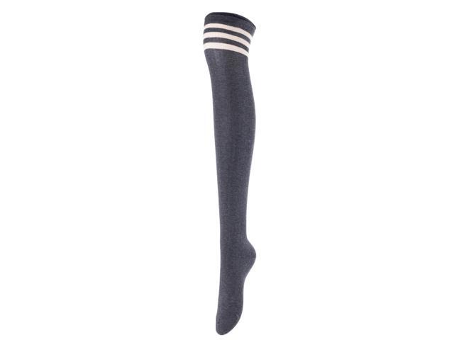 Lovely Annie Women's 3 Pairs Incredible Durable Super Soft Unique Over Knee High Thigh High Cotton Socks Size 6-9 A1022(Dark Grey)