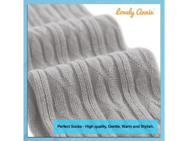 Lovely Annie Women's 3 Pairs Incredible Durable Super Soft Unique Over Knee High Thigh High Cotton Socks Size 6-9 A1024(Light Grey)