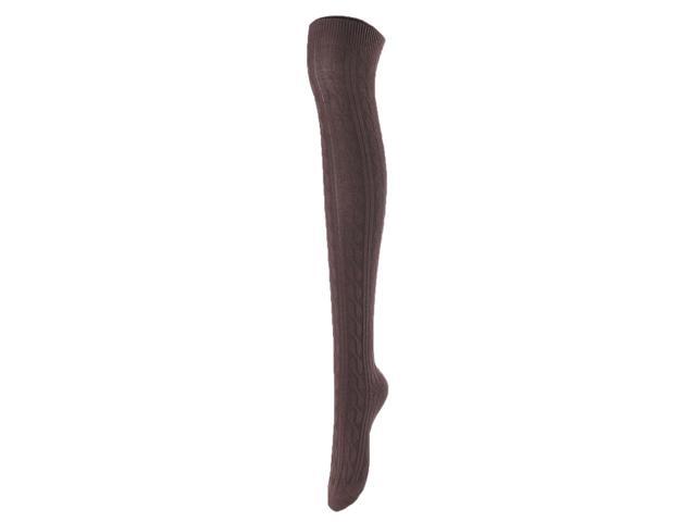 Lovely Annie Women's 4 Pairs Incredible Durable Super Soft Unique Over Knee High Thigh High Cotton Socks Size 6-9 A1023 (Coffee,Grey,Khaki,White)