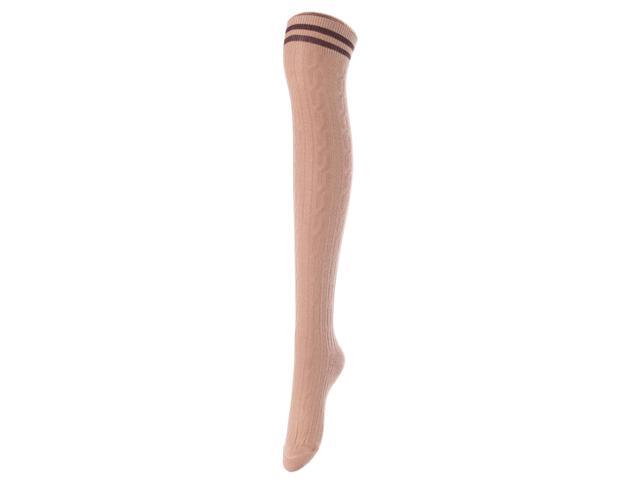 Lovely Annie Women's 3 Pairs Incredible Durable Super Soft Unique Over Knee High Thigh High Cotton Socks Size 6-9 A1023(Black,Khaki,Navy)