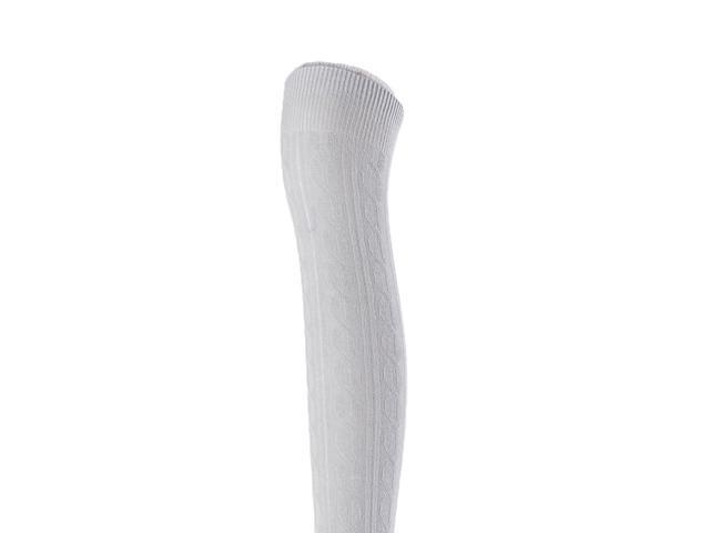 Lovely Annie Women's 5 Pairs Incredible Durable Super Soft Unique Over Knee High Thigh High Cotton Socks Size 6-9 A1024 (Light Grey)