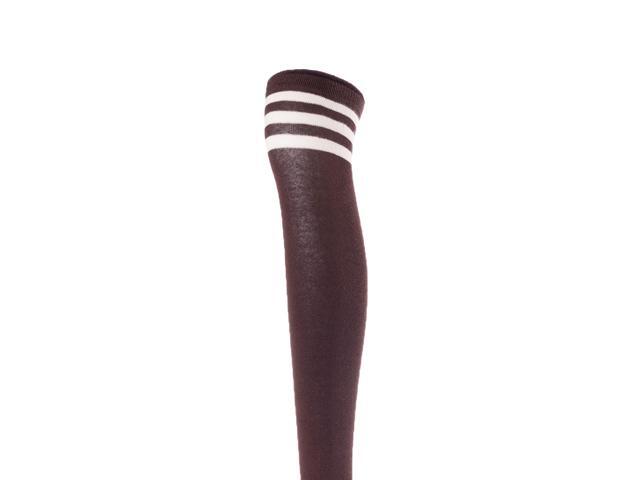 Lovely Annie Big Girl's Women's 5 Pairs Incredible Durable Super Soft Unique Over Knee High Thigh High Cotton Socks Size 6-9 A1022(Coffee)