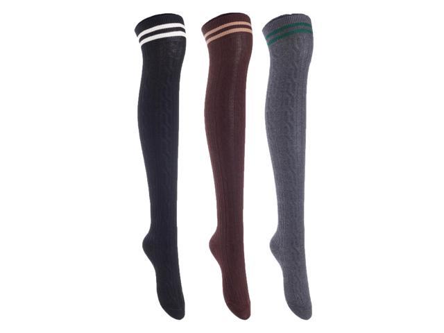 Photos - Other Jewellery Lian LifeStyle Exquisite Big Girl's Women's 3 Pairs Thigh High Cotton Sock