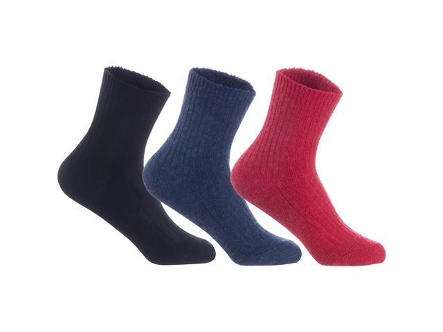 Lian LifeStyle Perfect Fit, Cozy, and Comfortable Women's 3 Pairs Wool Crew Socks For Healthy Feet LK08 Size 6-9 (Assorted)