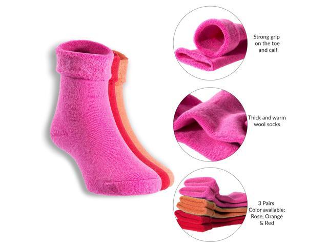 Lian LifeStyle 1 Pair Children Wool Crew Socks. Super Comfortable, Soft and Durable HRL1801 Size 0M-6M (Red)