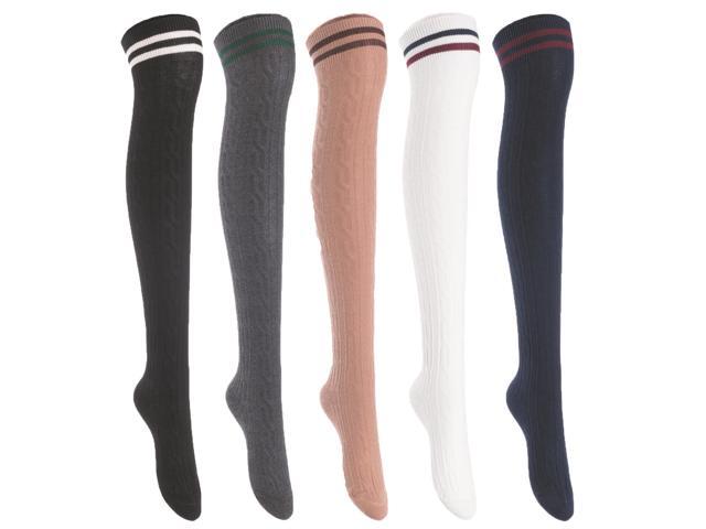 Photos - Other Jewellery Lian LifeStyle Women's 5 Pairs Adorable Comfortable Soft Thigh High Over K