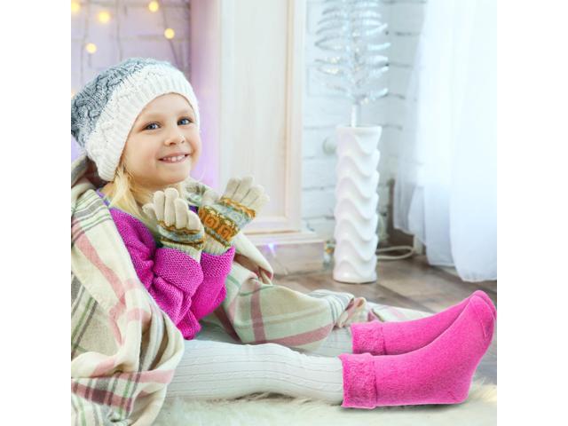 Lian LifeStyle Children 2 Pairs Wool Crew Socks. Super Comfortable, Soft and Durable HRL1801 Size 0M-6M (Red) 2p-3