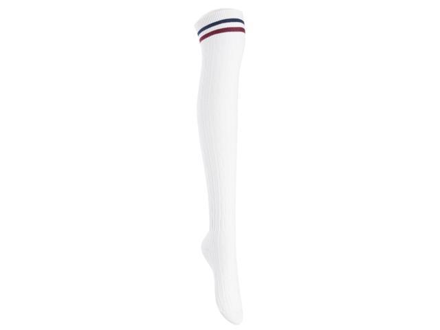 Lian LifeStyle Women's 5 Pairs Adorable Comfortable Soft Thigh High Over Knee High Cotton Socks Size 6-9 L1023(White)