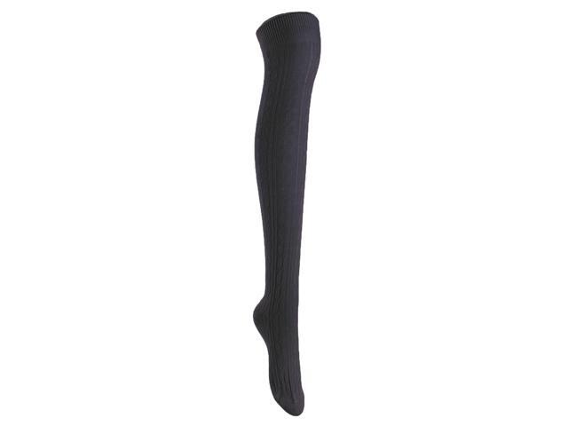 Lian LifeStyle Women's 5 Pairs Adorable Comfortable Soft Thigh High Over Knee High Cotton Socks Size 6-9 L1024 (Navy)