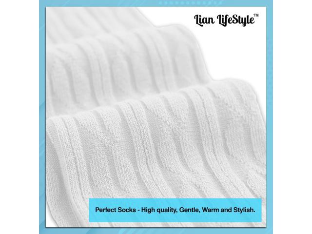 Lian LifeStyle Exquisite Big Girl's Women's 3 Pairs Thigh High Cotton Socks. Super Comfortable Female Socks in Vibrant Colors 6-9 L1024...