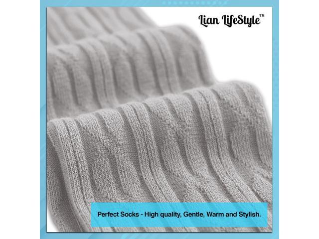Lian LifeStyle Women's 3 Pairs Adorable Comfortable Soft Thigh High Over Knee High Cotton Socks Size 6-9 L1024(Light Grey)
