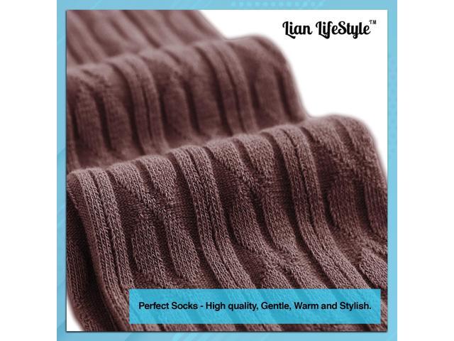 Lian LifeStyle Women's 3 Pairs Adorable Comfortable Soft Thigh High Over Knee High Cotton Socks Size 6-9 L1024(Coffee)