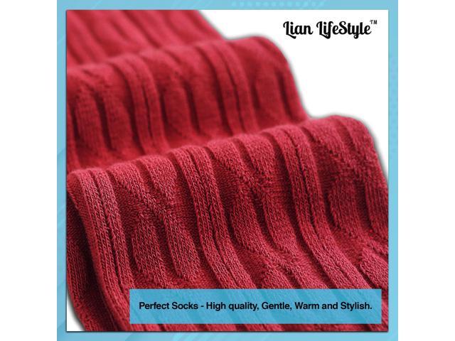 Lian LifeStyle Women's 3 Pairs Adorable Comfortable Soft Thigh High Over Knee High Cotton Socks Size 6-9 L1024(Wine)