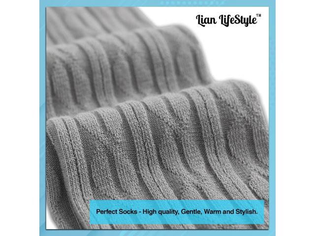 Lian LifeStyle Women's 3 Pairs Adorable Comfortable Soft Thigh High Over Knee High Cotton Socks Size 6-9 L1024(Dark Grey)